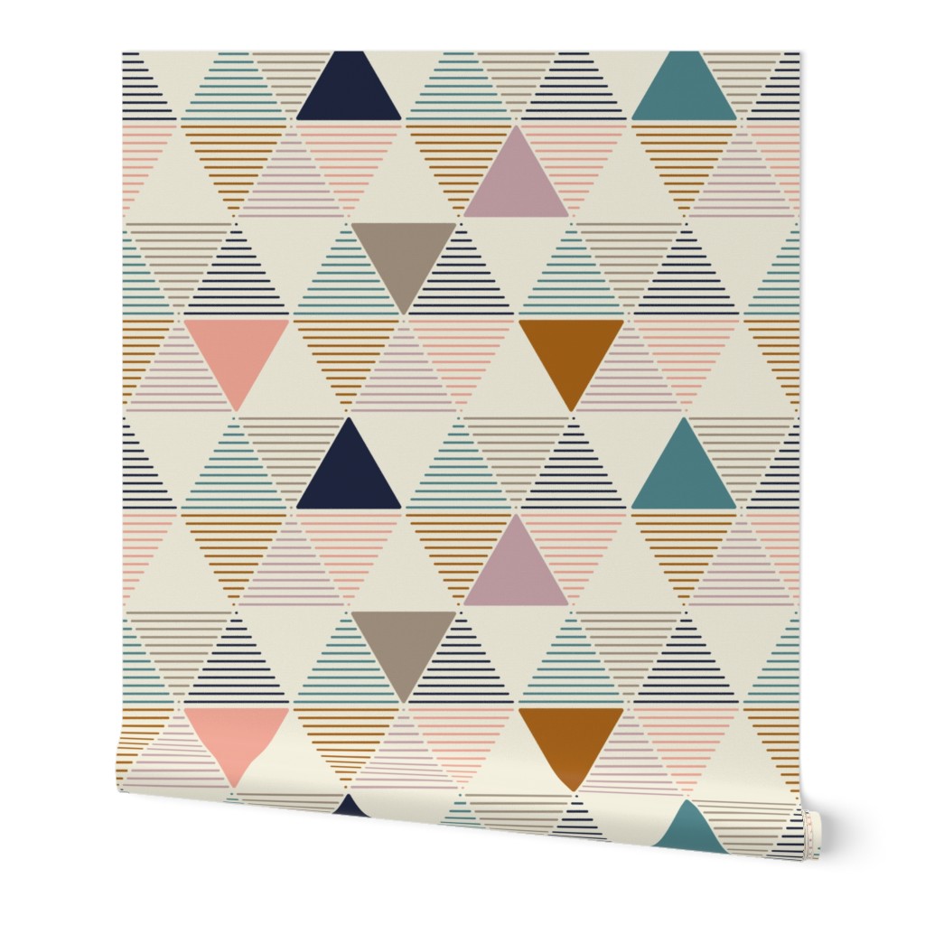 Vintage Modern Geometric - Multi Wallpaper, 2'x9', Prepasted Removable Smooth, Multicolor
