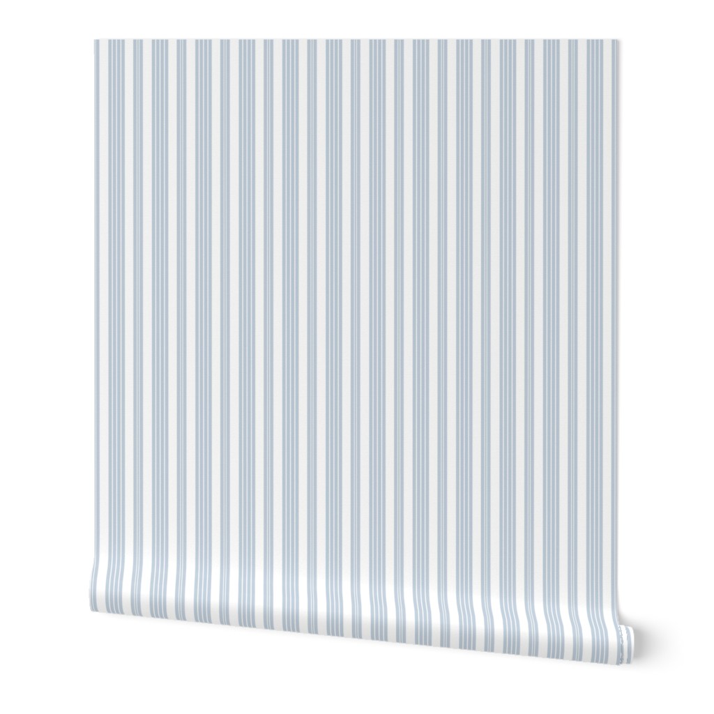 French Ticking - White and Blue Wallpaper, 2'x3', Prepasted Removable Smooth, Blue