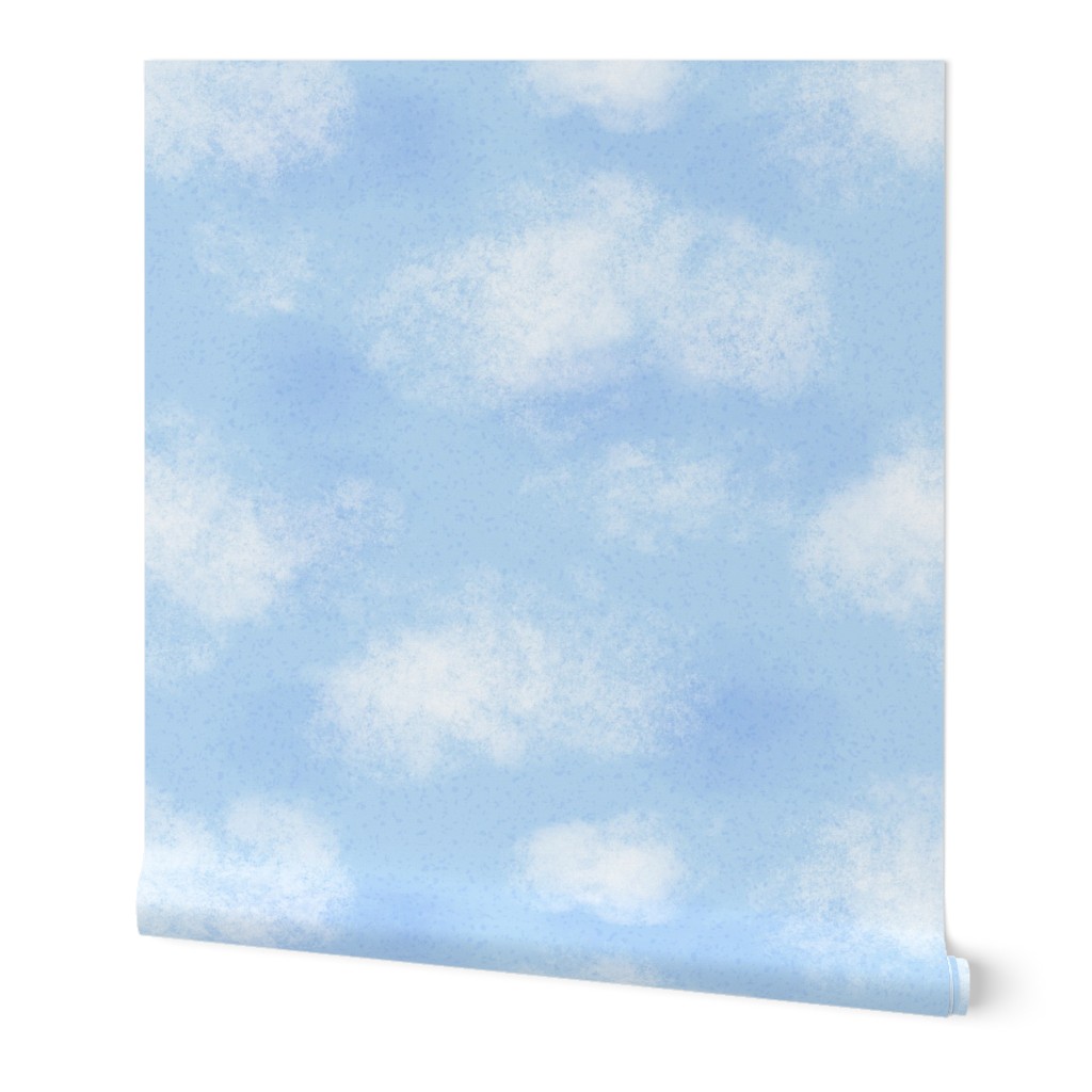Cloudy Sky - Blue Wallpaper, 2'x12', Prepasted Removable Smooth, Blue