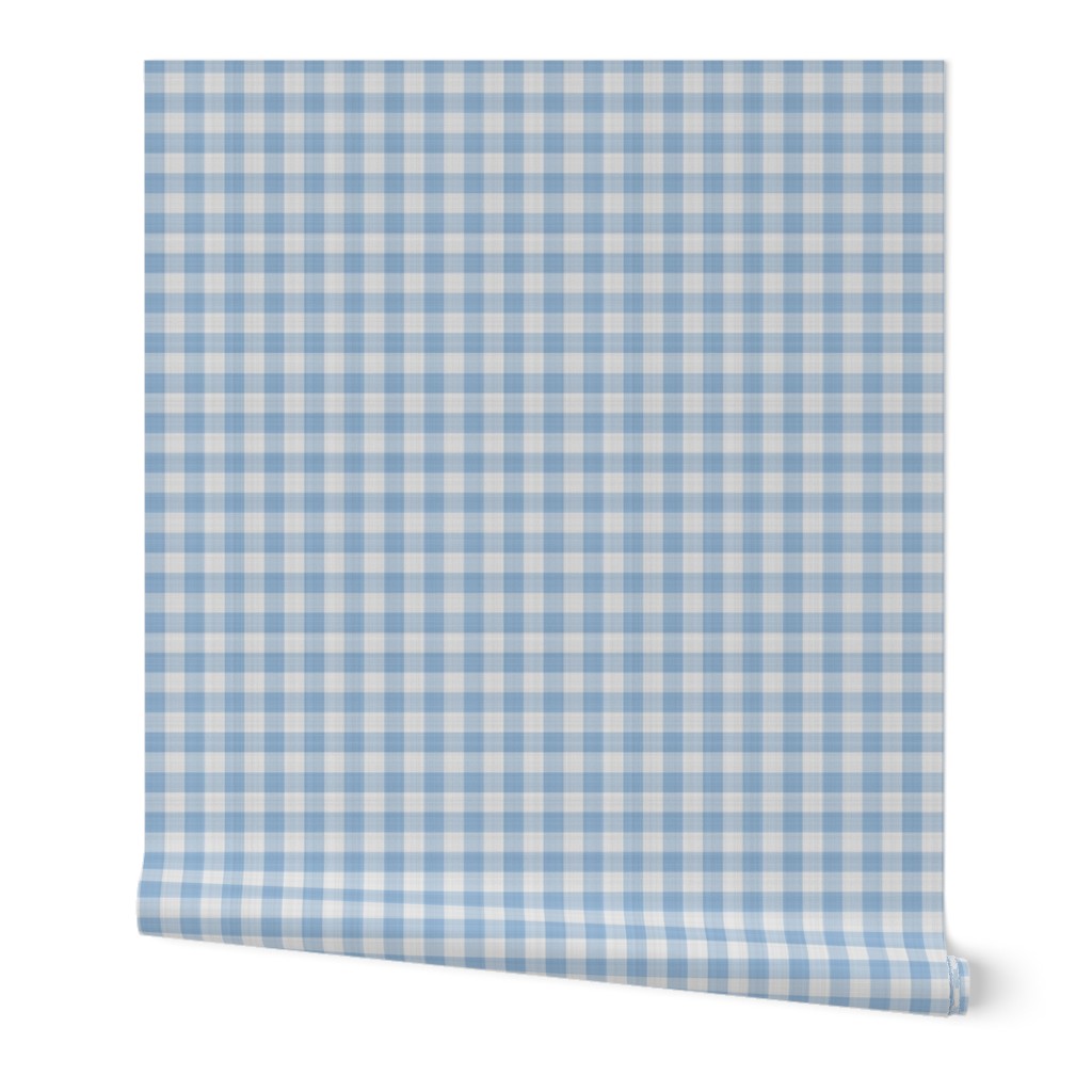 Gingham Check - Light Blue Wallpaper, Test Swatch (2' x 1'), Prepasted Removable Smooth, Blue