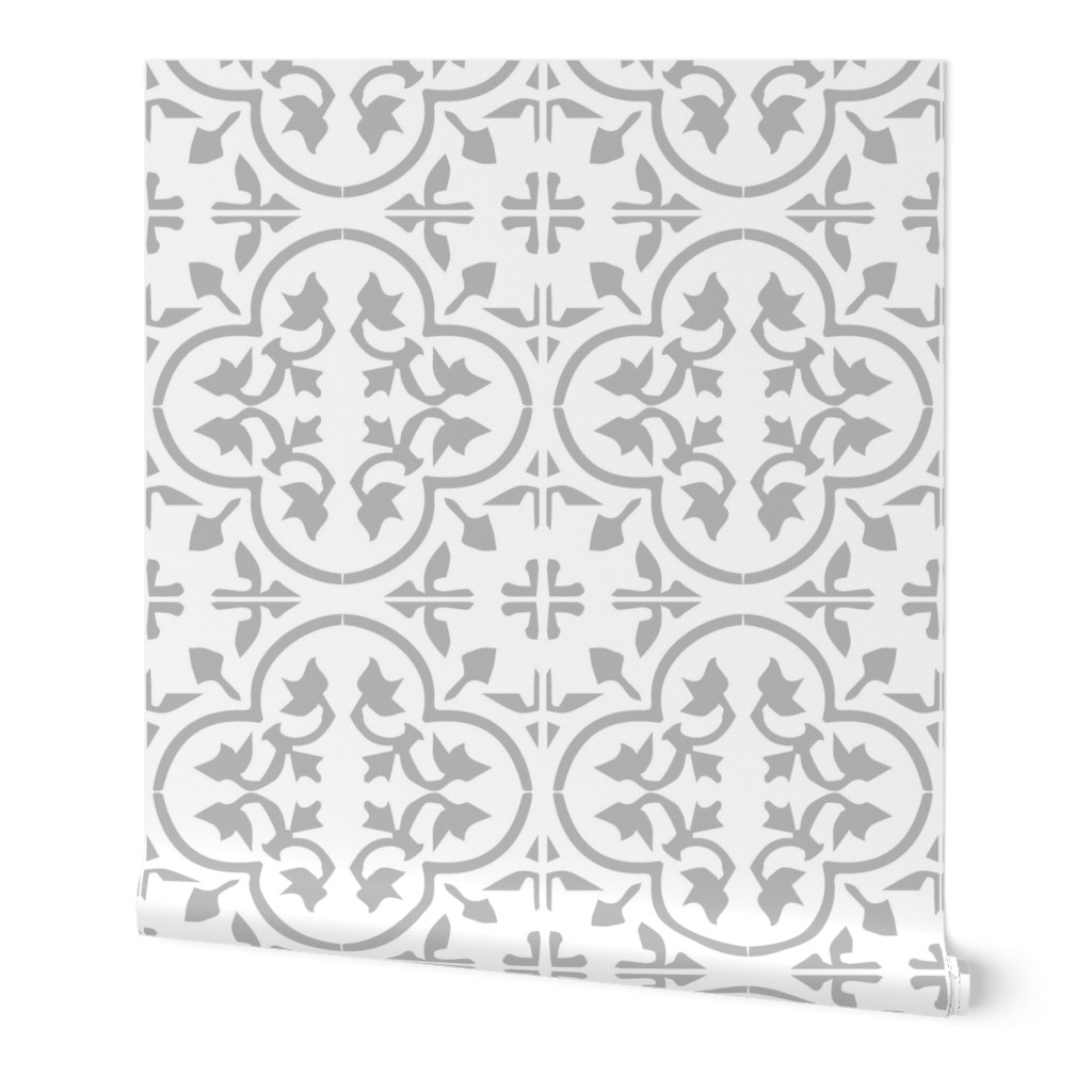 Moroccan Tile - Gray Wallpaper, 2'x9', Prepasted Removable Smooth, Gray
