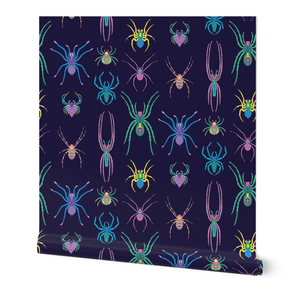 Pop Art Spiders - Multi Wallpaper, 2'x12', Prepasted Removable Smooth, Multicolor