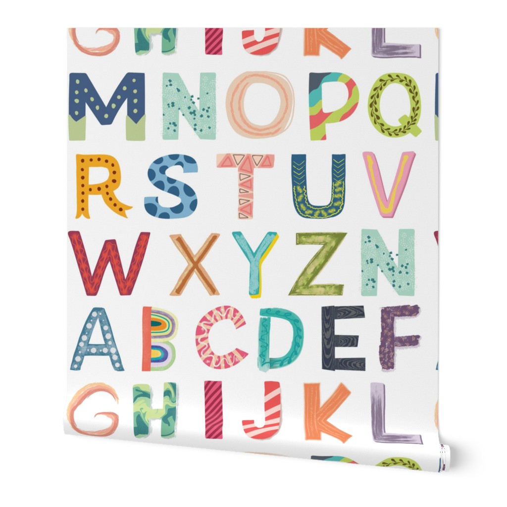 Alphabet Blocks - Multi Wallpaper, 2'x12', Prepasted Removable Smooth, Multicolor