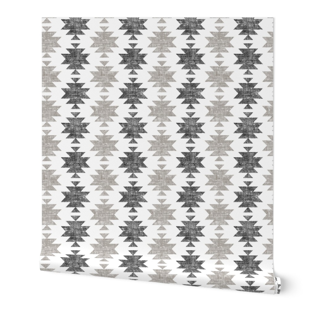Textured Modern Aztec - Neutral Wallpaper, 2'x3', Prepasted Removable Smooth, Gray