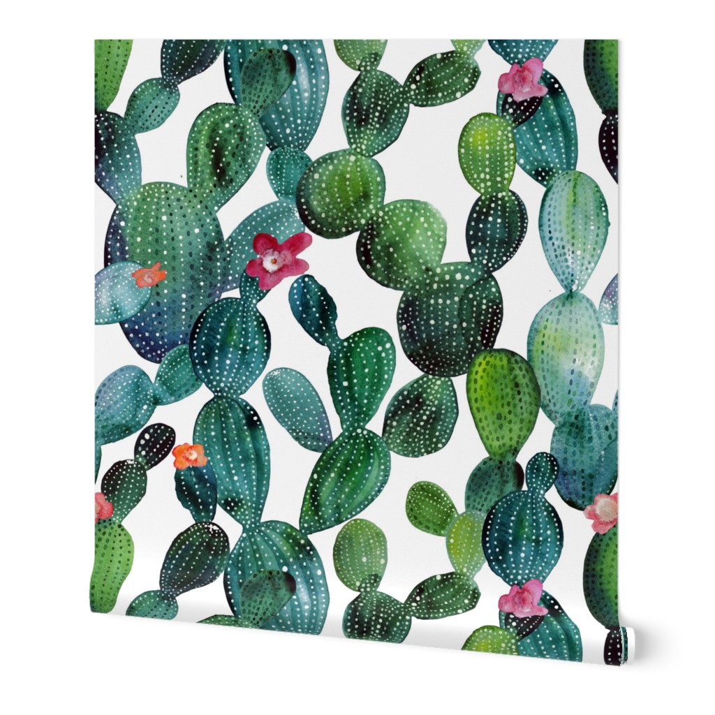 Cactuses - Green Wallpaper, 2'x12', Prepasted Removable Smooth, Green