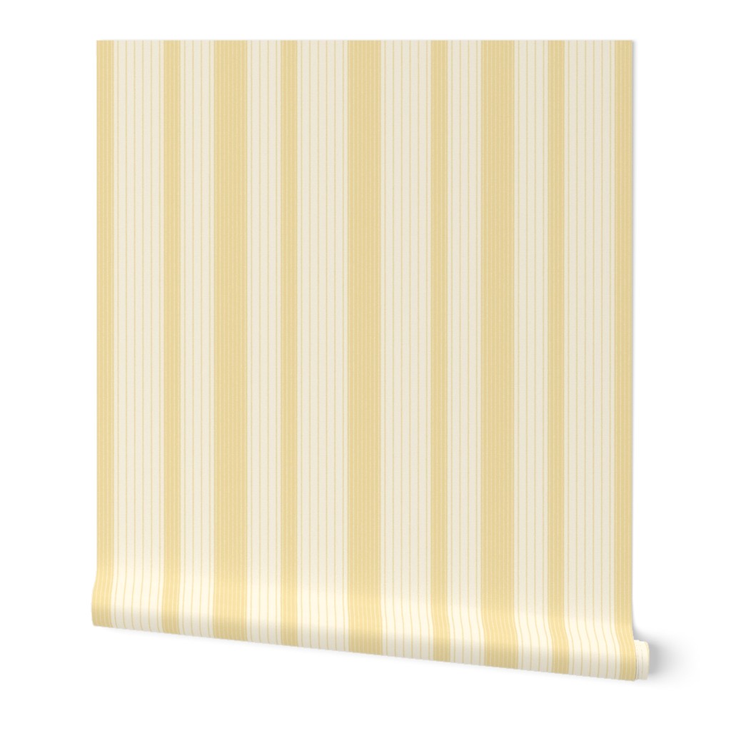 French Ticking - Yellow Wallpaper, 2'x12', Prepasted Removable Smooth, Yellow