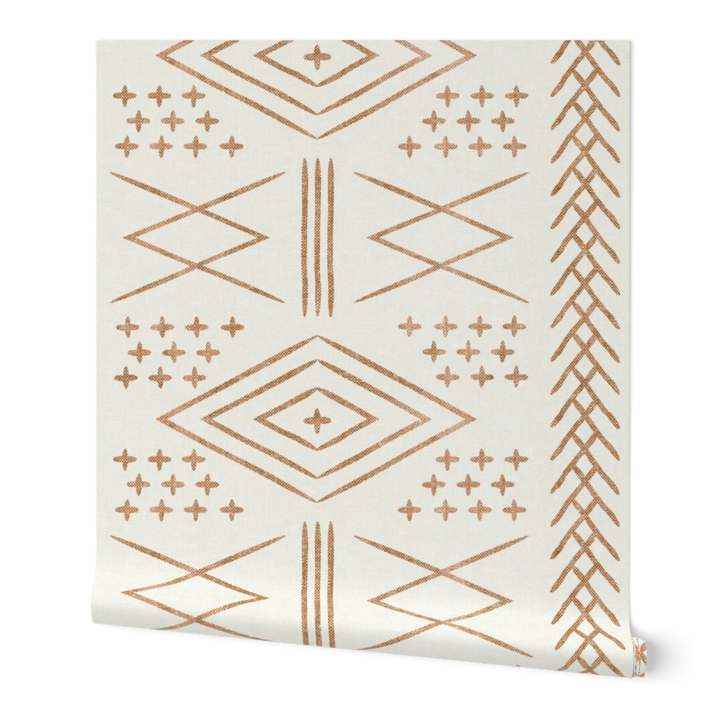 Vintage Moroccan Pattern - Neutral Wallpaper, 2'x12', Prepasted Removable Smooth, Beige