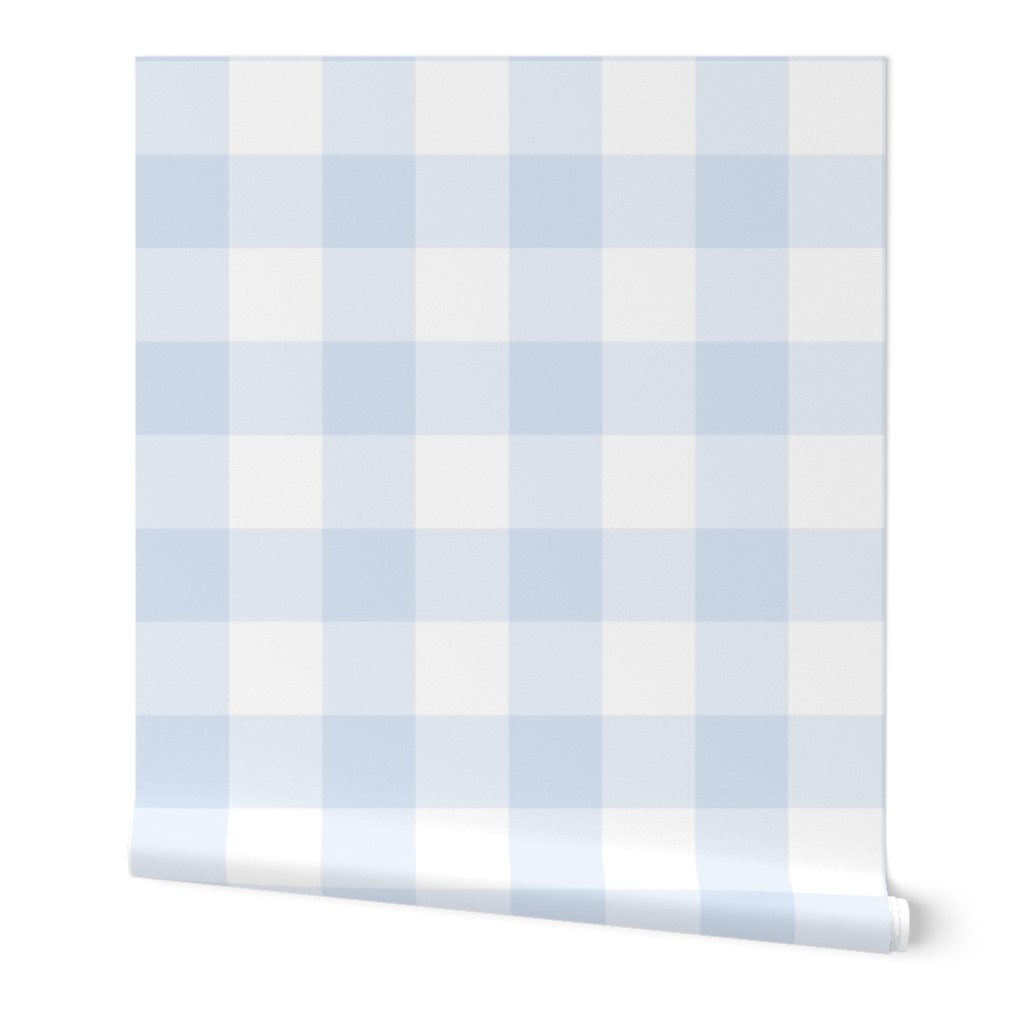 Chambray Gingham - Blue Wallpaper, 2'x9', Prepasted Removable Smooth, Blue