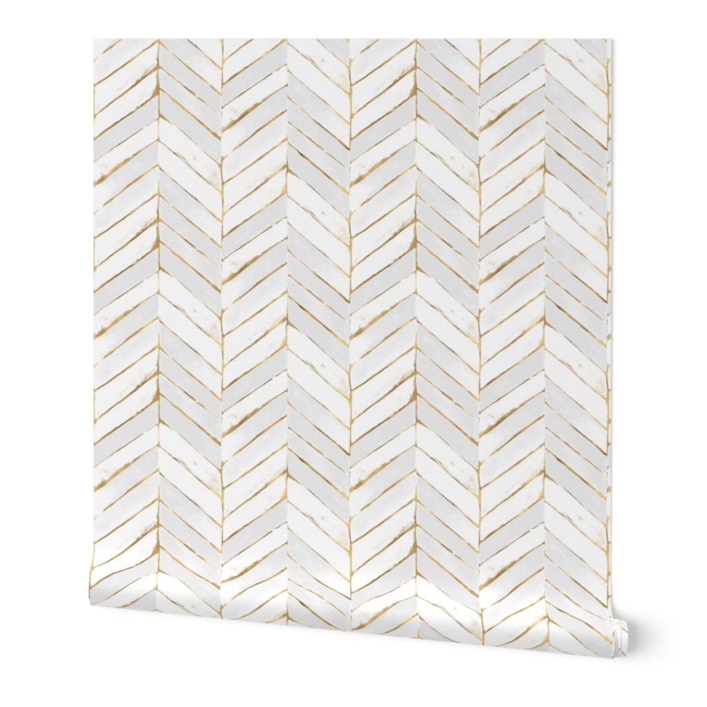 Chevron Painted Wallpaper, 2'x12', Prepasted Removable Smooth, Gray