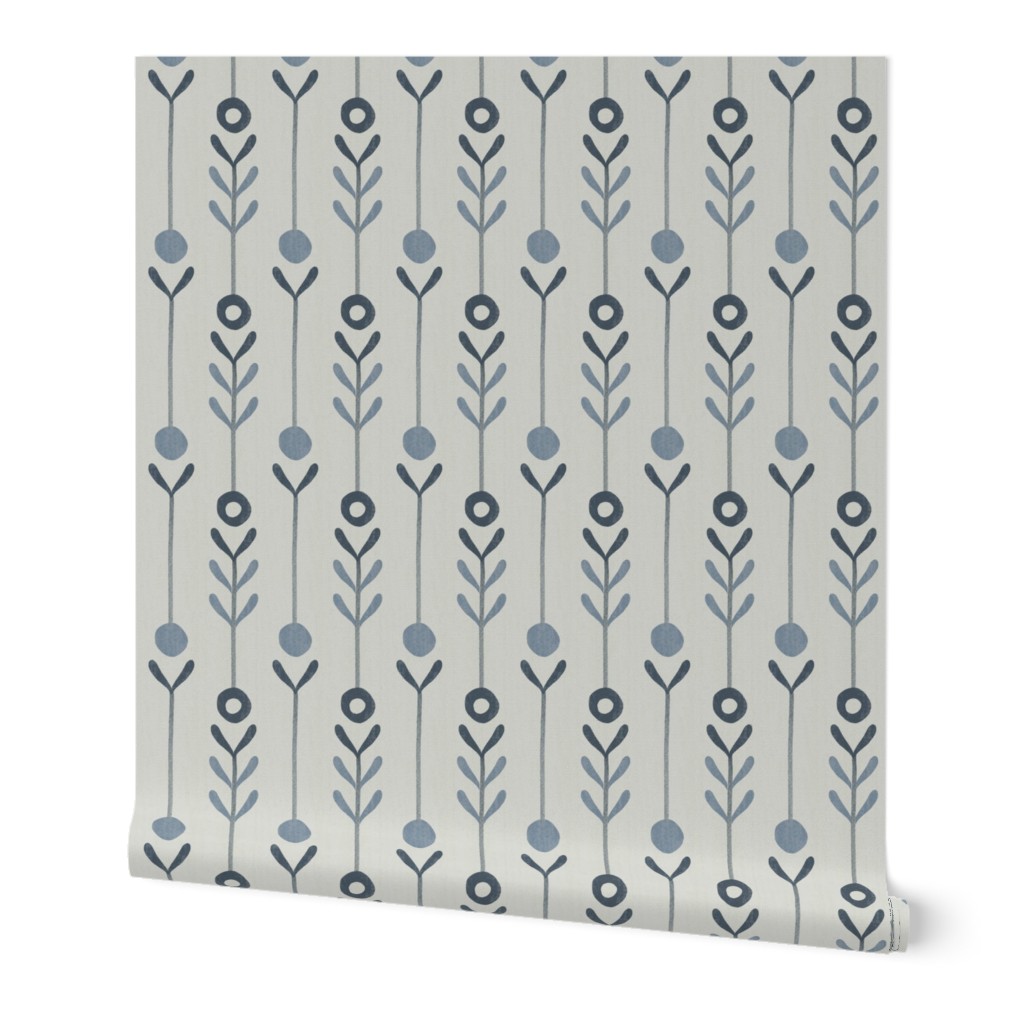 Farmhouse Flowers - Blue Wallpaper, Test Swatch (2' x 1'), Prepasted Removable Smooth, Blue