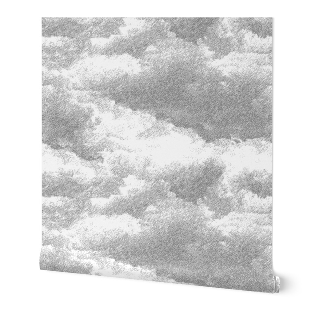 Storm Clouds - Gray Wallpaper, 2'x12', Prepasted Removable Smooth, Gray