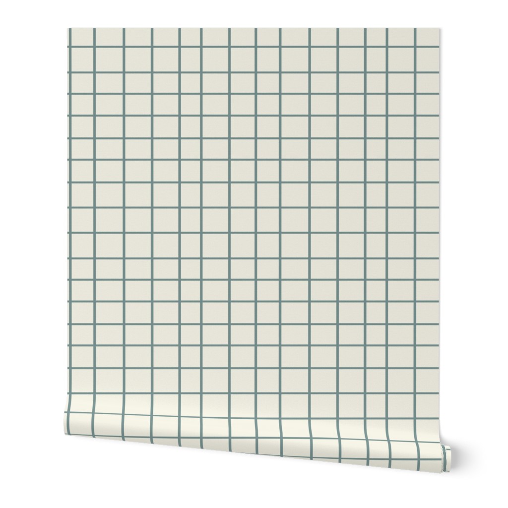 Elodie Grid - Blue Wallpaper, 2'x12', Prepasted Removable Smooth, Green