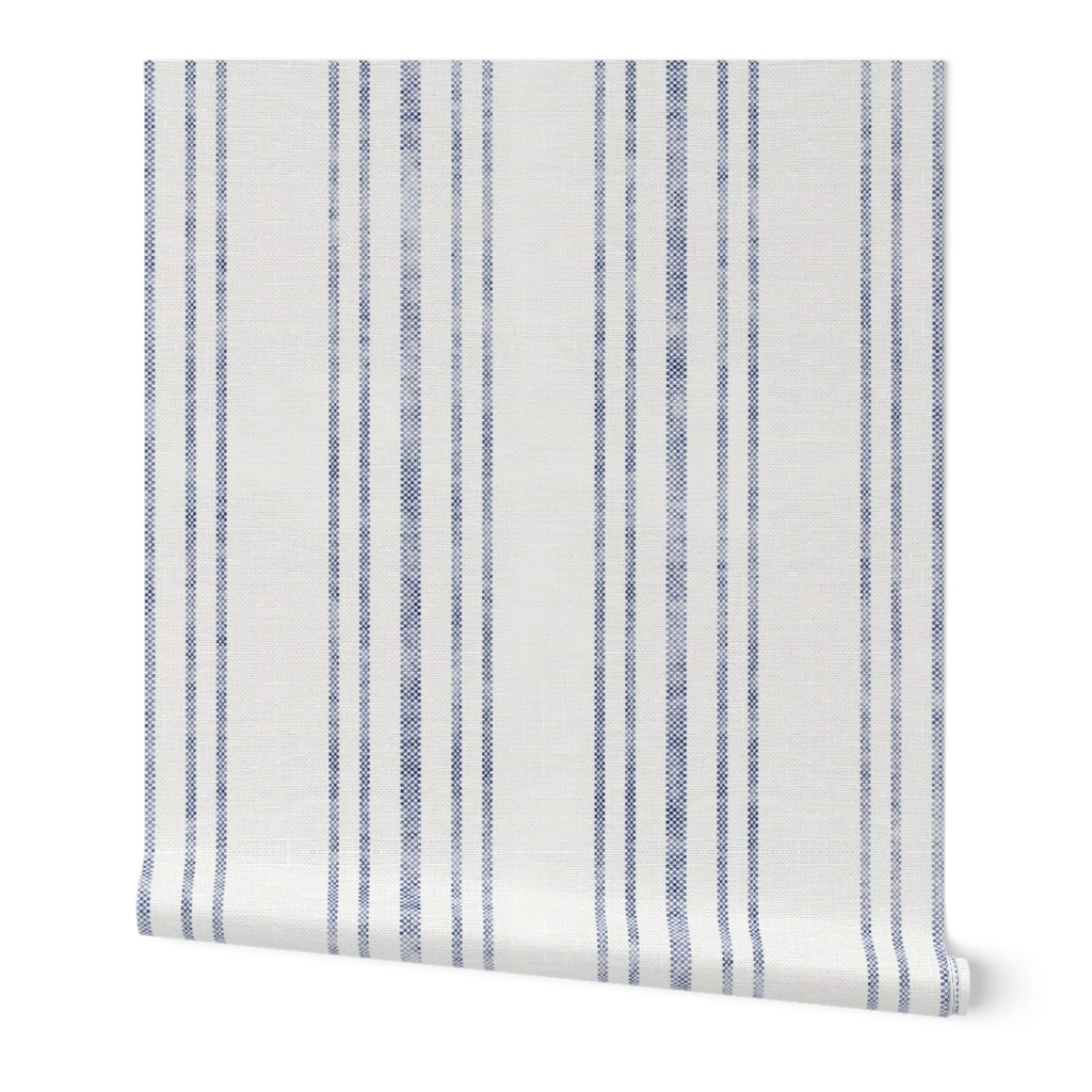 Aegean Multi Ticking Stripe - Blue Wallpaper, Test Swatch (2' x 1'), Prepasted Removable Smooth, Blue