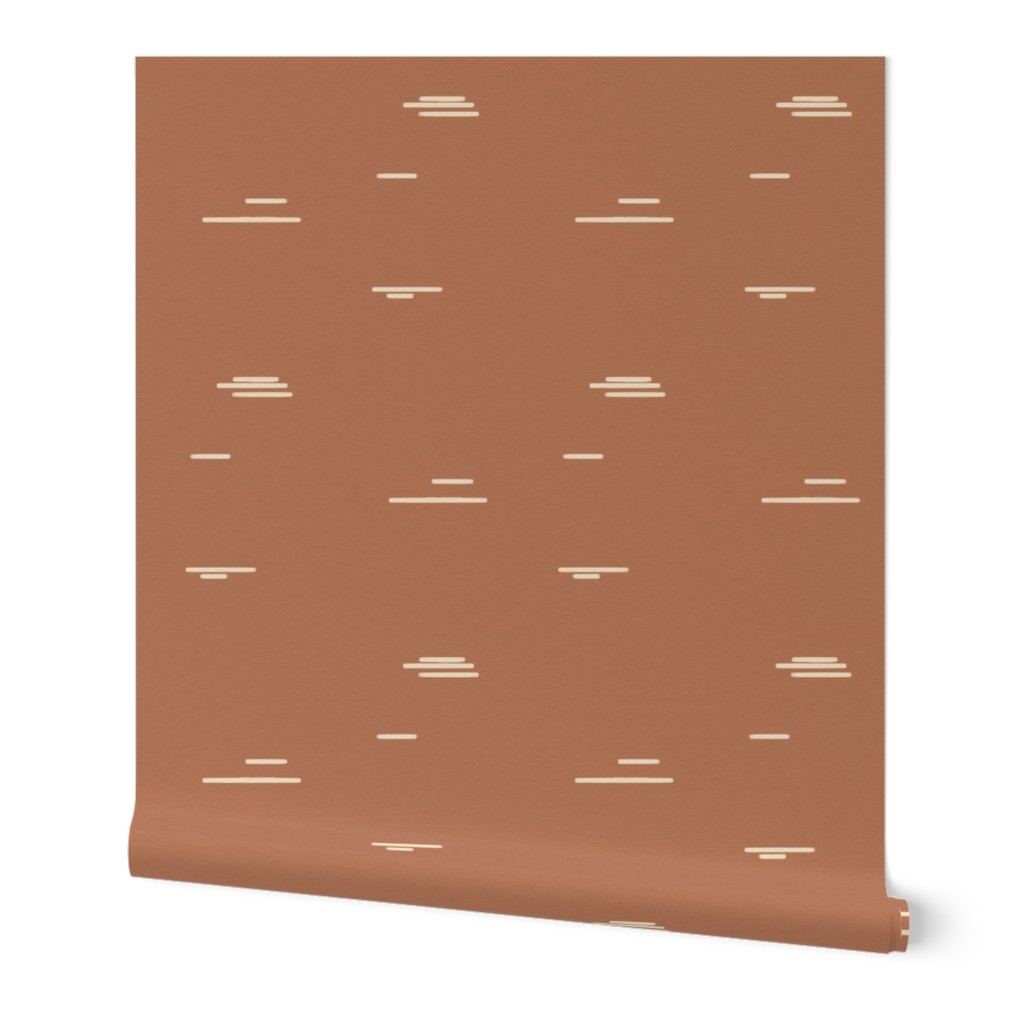 Dashes - Terracotta Wallpaper, 2'x12', Prepasted Removable Smooth, Pink