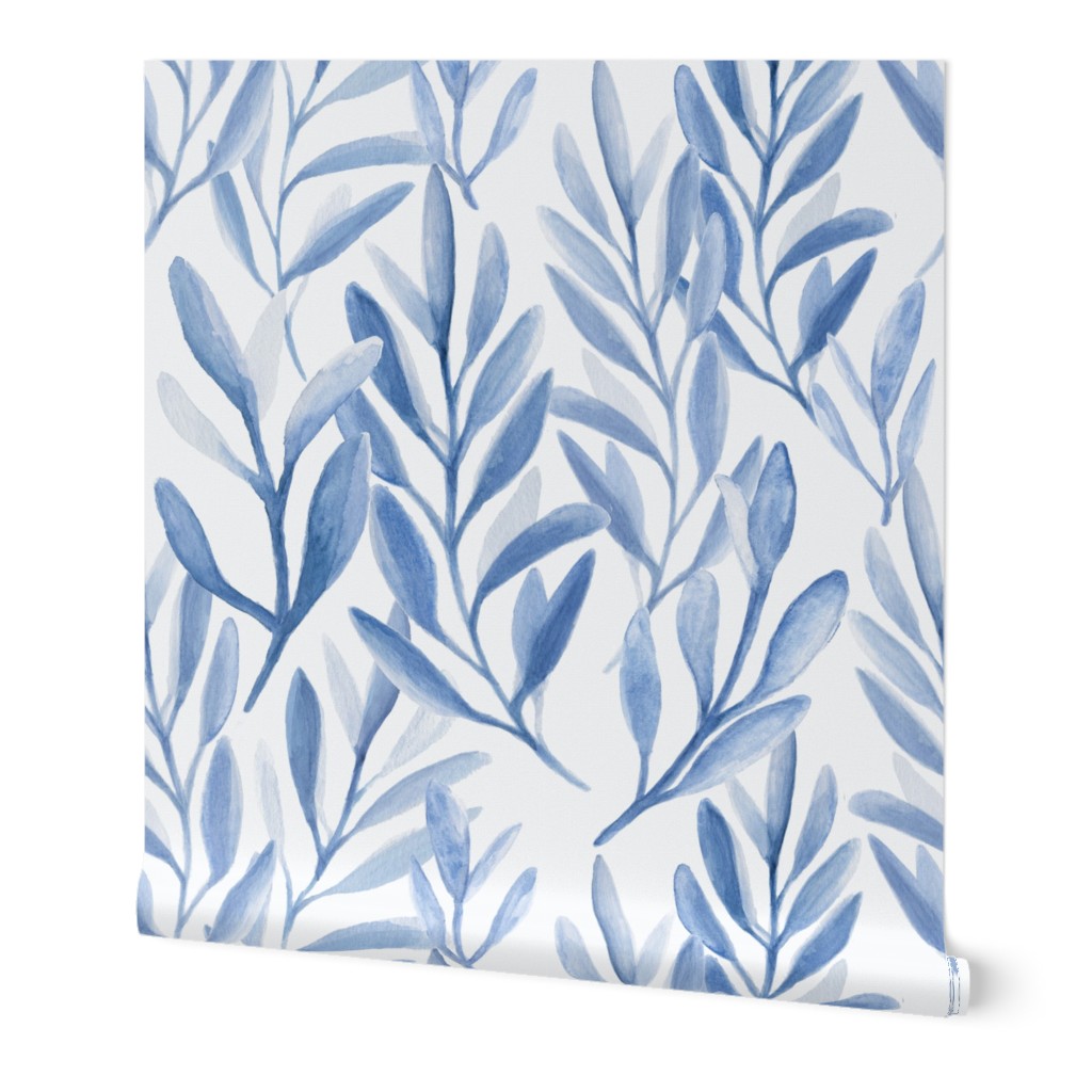 Branches - Cobalt Blue Wallpaper, 2'x9', Prepasted Removable Smooth, Blue