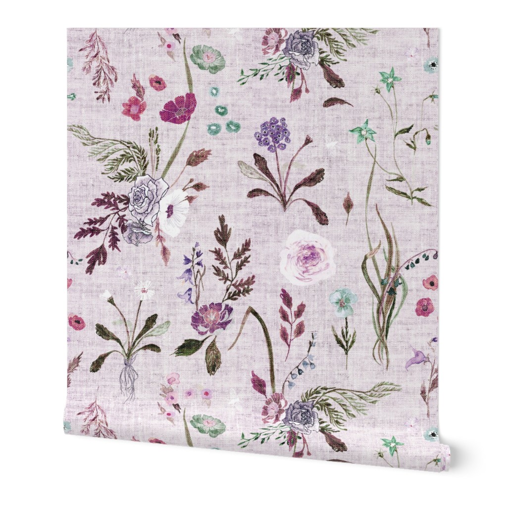 Jane - Lavender Wallpaper, 2'x9', Prepasted Removable Smooth, Purple