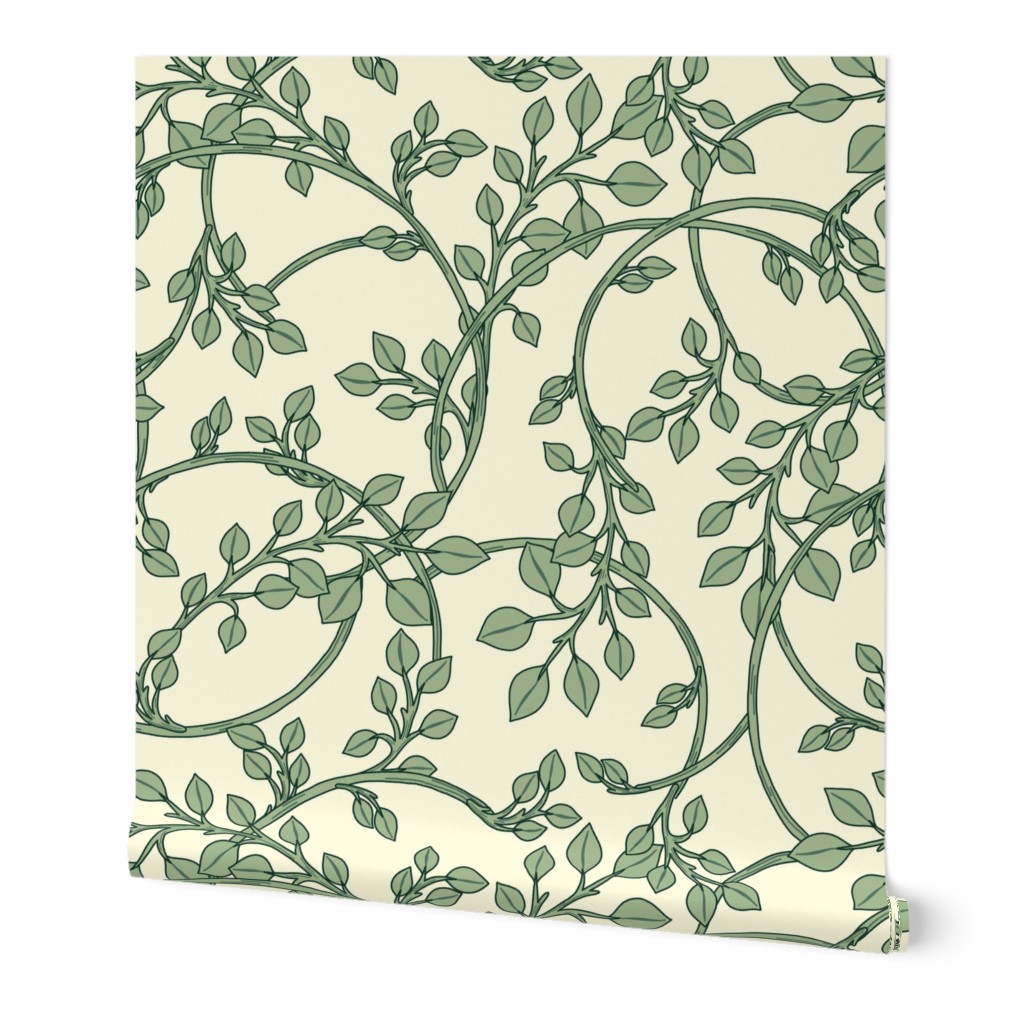 Morris Garden - Green Wallpaper, 2'x12', Prepasted Removable Smooth, Green