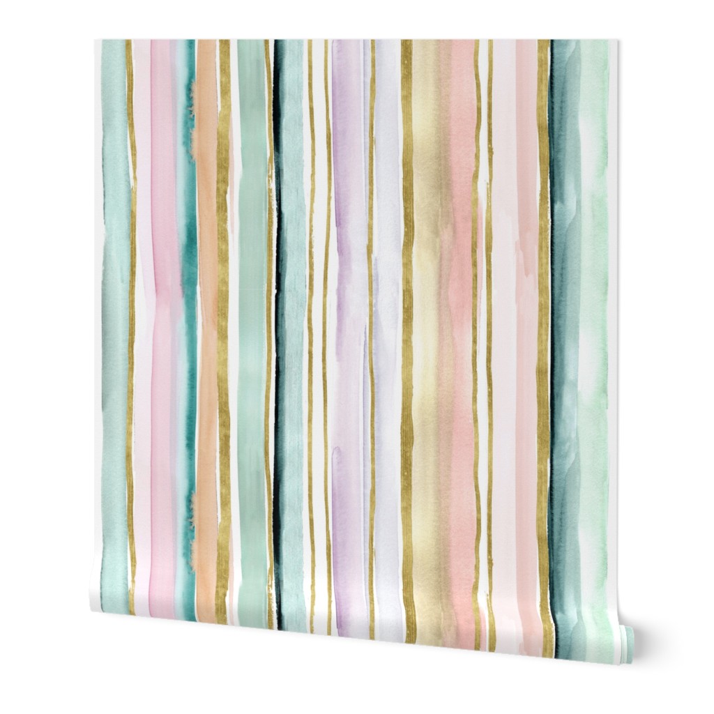 Daydream Stripe - Multi Wallpaper, 2'x12', Prepasted Removable Smooth, Multicolor