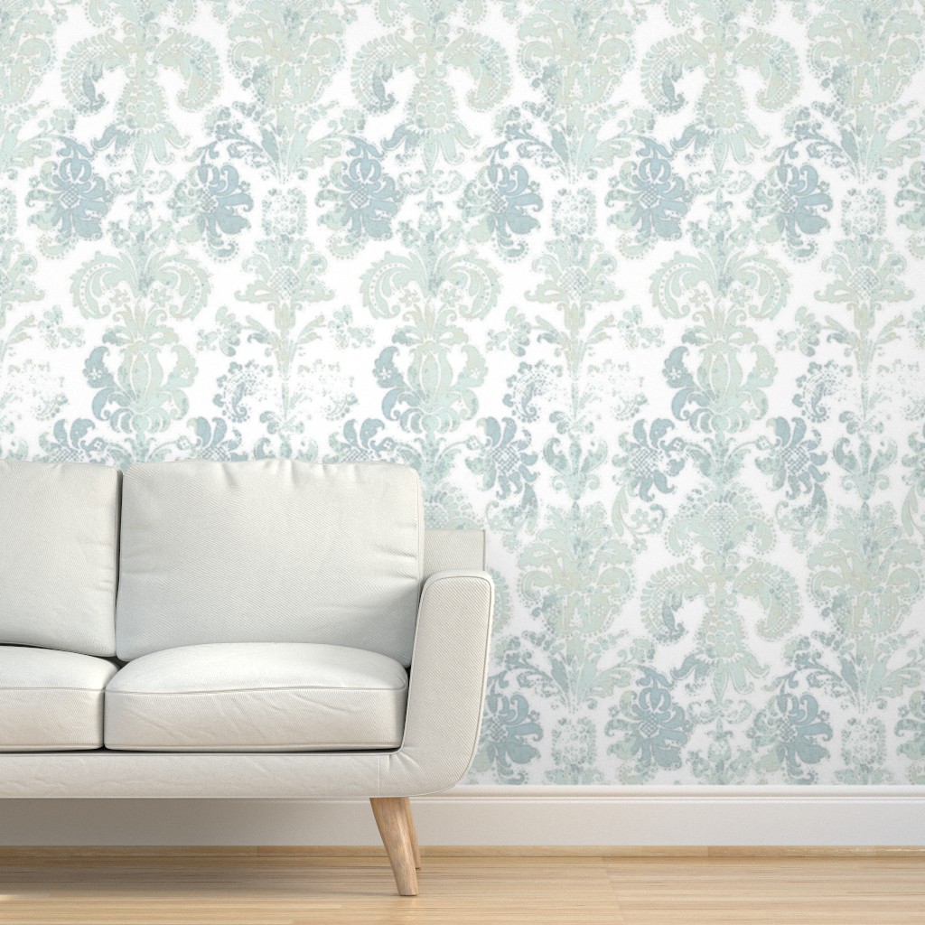 Grunge Damask - Green and Blue Wallpaper | Shutterfly