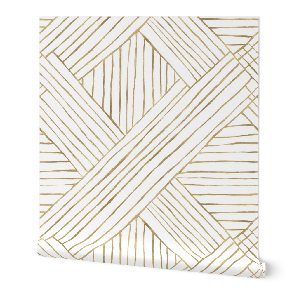 Diamond Stripe - Gold Wallpaper, 2'x12', Prepasted Removable Smooth, Yellow