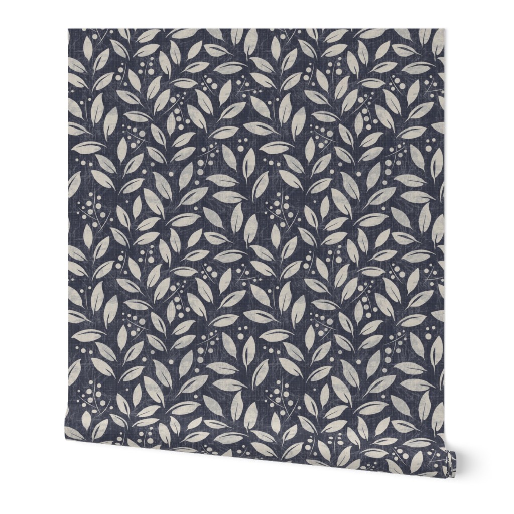 Blueberry - Navy Wallpaper, 2'x12', Prepasted Removable Smooth, Blue