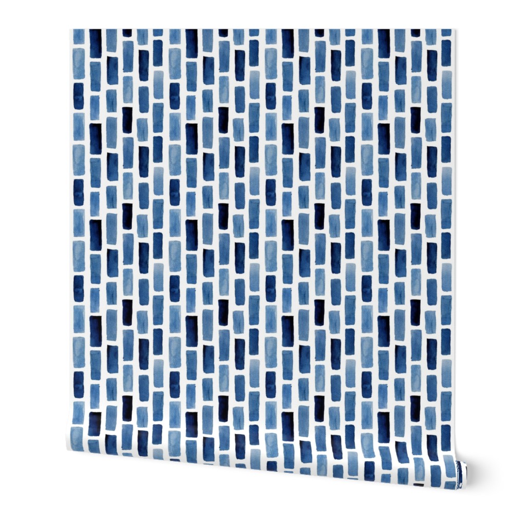 Vertical Tile - Blue Wallpaper, 2'x12', Prepasted Removable Smooth, Blue