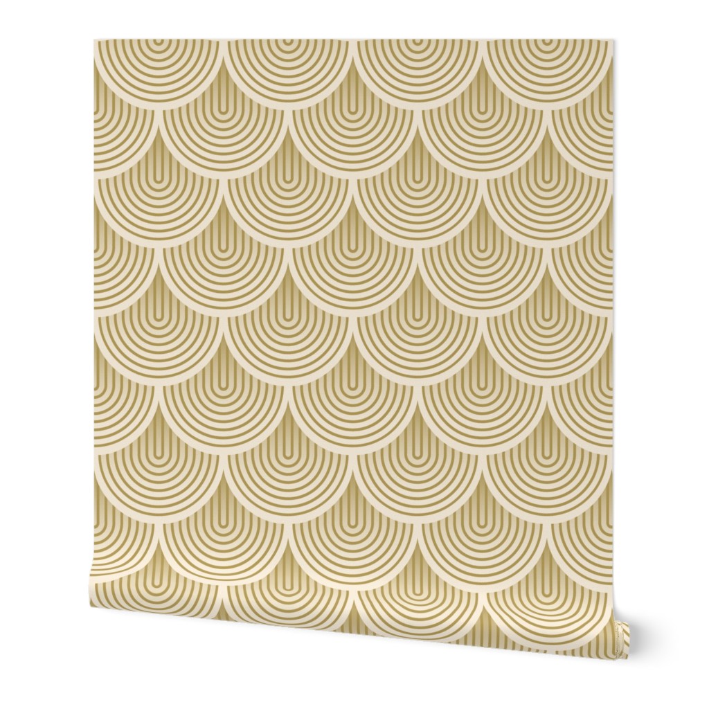Modern Geometric - Neutral Wallpaper, Test Swatch (2' x 1'), Prepasted Removable Smooth, Yellow