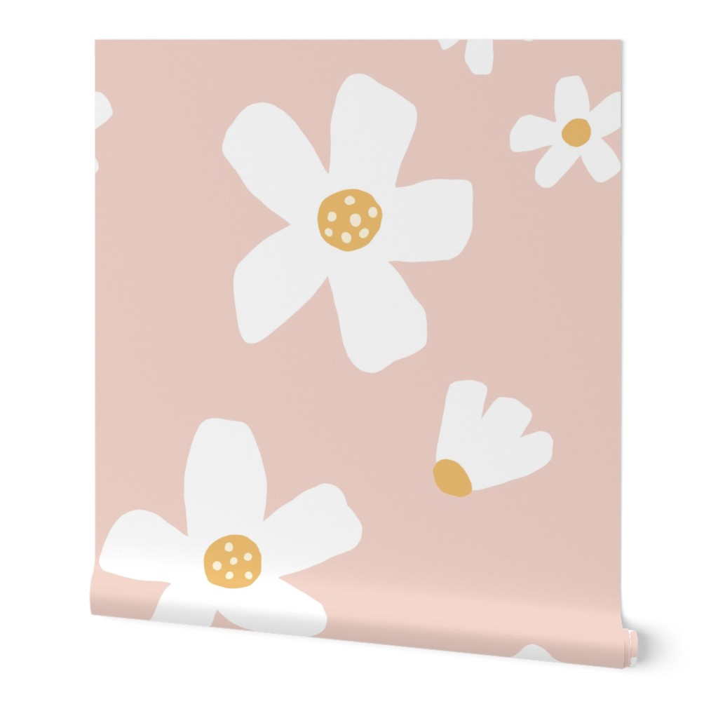 Daisy Garden - Pink Wallpaper, 2'x12', Prepasted Removable Smooth, Pink