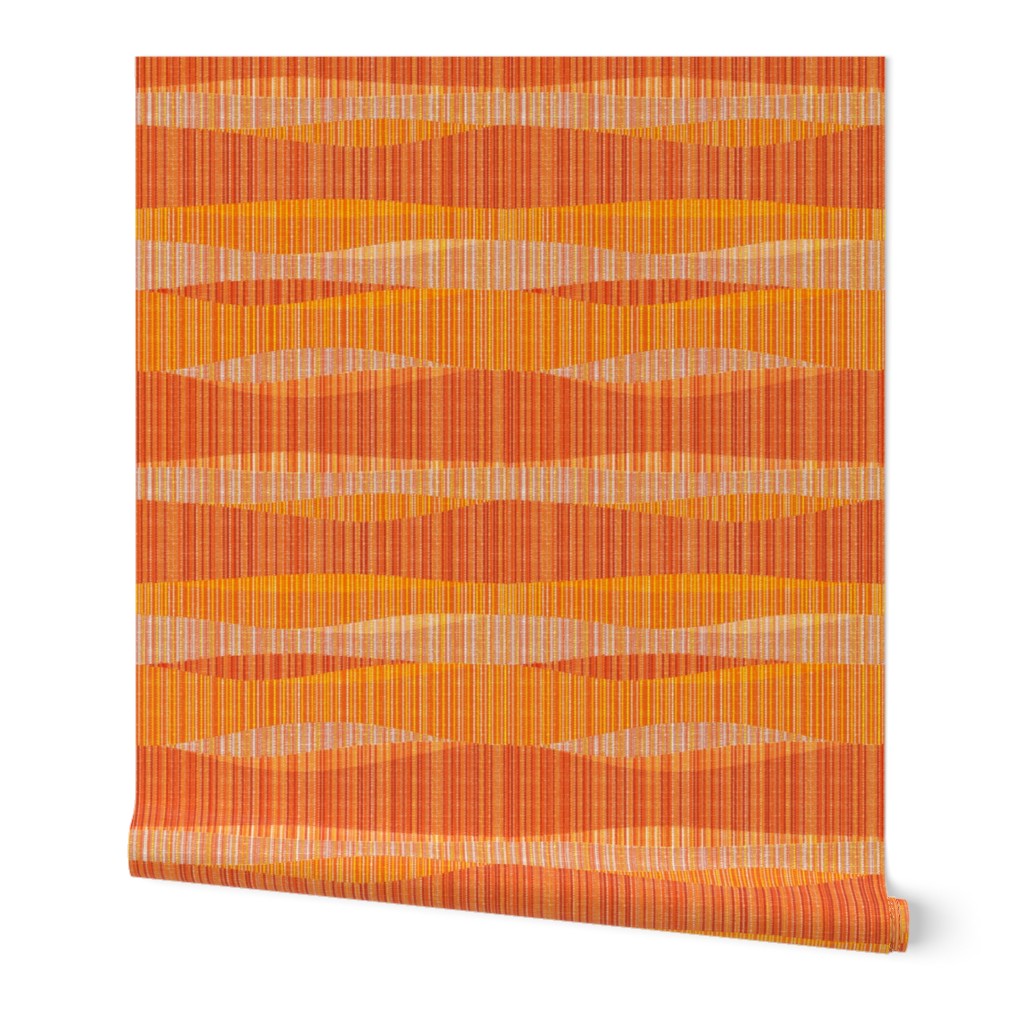 Mid Mod Lines Wallpaper, 2'x12', Prepasted Removable Smooth, Orange