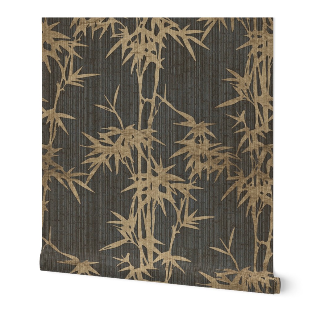 Vintage Golden Bamboo Wallpaper, 2'x3', Prepasted Removable Smooth, Gray