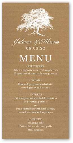 Rustic Statement Wedding Menu, Brown, 4x8 Menu, Matte, Signature Smooth Cardstock, Square