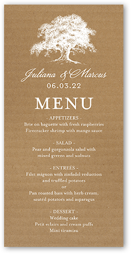 Rustic Statement Wedding Menu, Brown, 4x8 Menu, Standard Smooth Cardstock, Square