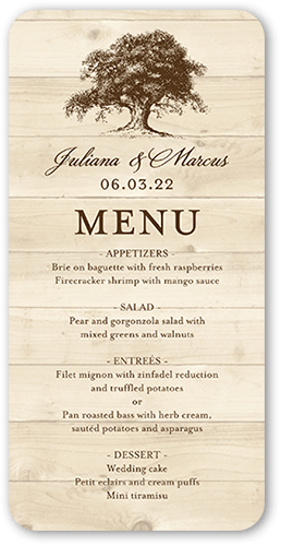 Rustic Statement Wedding Menu, Beige, 4x8 Menu, Matte, Signature Smooth Cardstock, Rounded