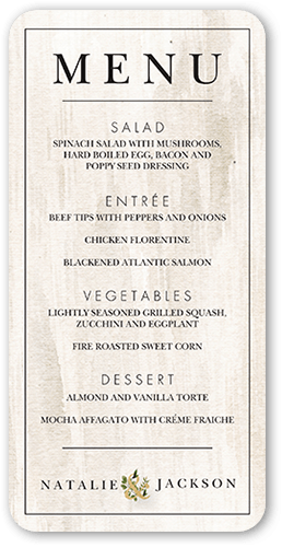 Verdant Union Wedding Menu, Beige, 4x8 Menu, Matte, Signature Smooth Cardstock, Rounded, Antique White