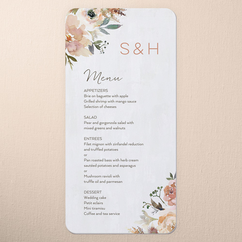 Painted Promise Wedding Menu, Beige, 4x8 Menu, Standard Smooth Cardstock, Rounded
