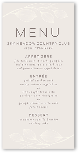 Novel Matrimony Wedding Menu, Grey, 4x8 Menu, Standard Smooth Cardstock, Square