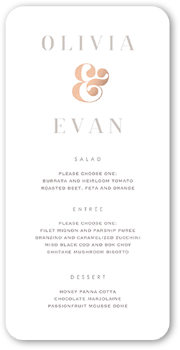 Alluring Ampersand Wedding Menu, Pink, 4x8 Menu, Matte, Signature Smooth Cardstock, Rounded