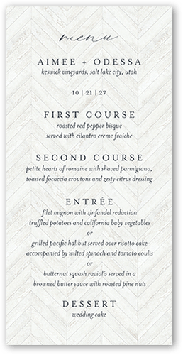 Unforgettable Union Wedding Menu, White, 4x8 Menu, Matte, Signature Smooth Cardstock, Square
