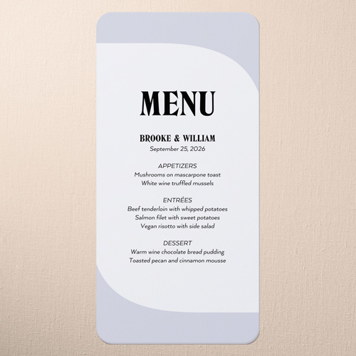 Modern Cutout Wedding Menu, White, 4x8 Menu, Standard Smooth Cardstock, Rounded