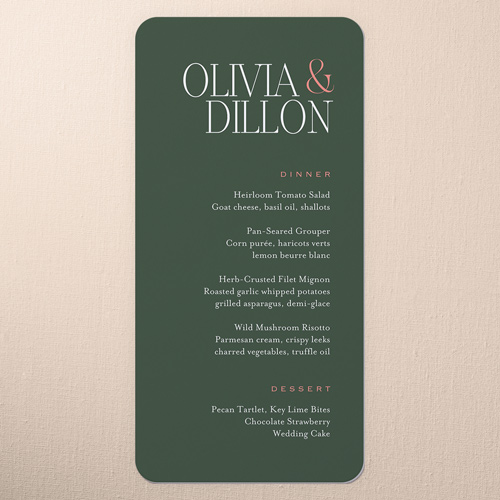 Bold And Verdant Wedding Menu, Green, 4x8 Menu, Standard Smooth Cardstock, Rounded, Green
