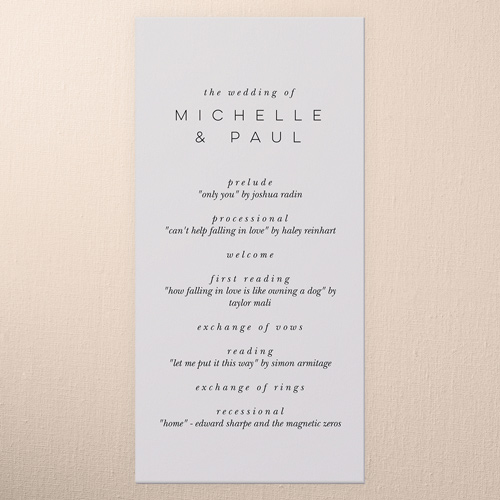 Big Letters Wedding Program, Grey, 4x8 Flat Program, 100% Recycled Cardstock , Square