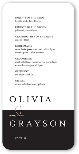 Dazzling Duet Wedding Program, Grey, 4x8 Flat Program, 100% Recycled Cardstock , Rounded, Silver