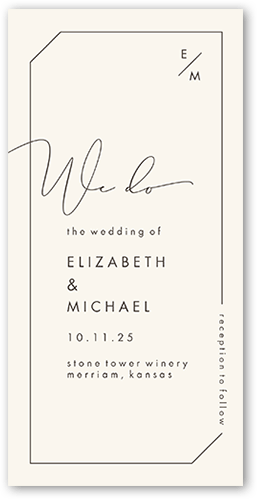 Angled Corners Wedding Program, Beige, 4x8 Flat Program, Standard Smooth Cardstock, Square, Cream
