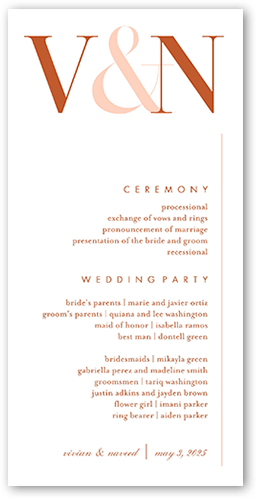 Timeless Toast Wedding Program, White, 4x8 Flat Program, Pearl Shimmer Cardstock, Square