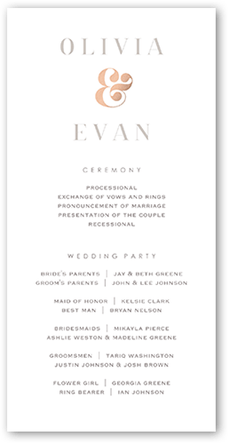 Alluring Ampersand Wedding Program, Pink, 4x8 Flat Program, Matte, Signature Smooth Cardstock, Square