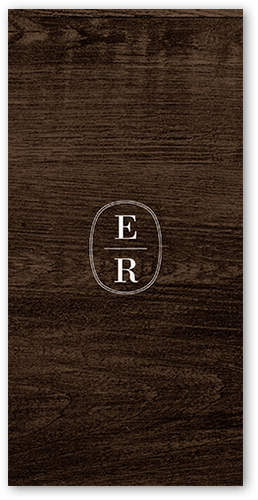 Majestic Monogram Wedding Program, Brown, 4x8 Flat Program, Matte, Signature Smooth Cardstock, Square, Wood