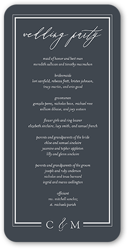 Sensational Shine Wedding Program, Gray, 4x8 Flat Program, Standard Smooth Cardstock, Rounded, Gray