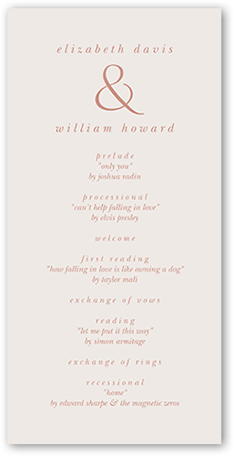 Brightly Joined Wedding Program, Beige, 4x8 Flat Program, Matte, Signature Smooth Cardstock, Square