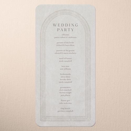 Baroque Border Wedding Program, Brown, 4x8 Flat Program, Write Your Own Greeting, Pearl Shimmer Cardstock, Rounded, Taupe