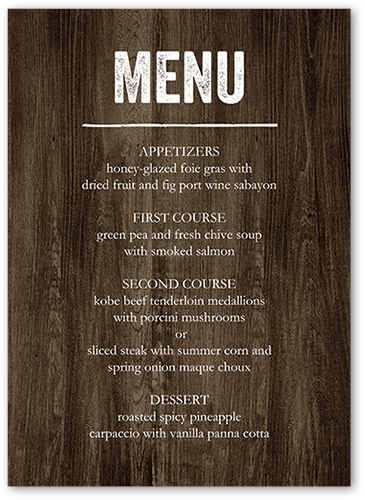 Rustic Enchantment Wedding Menu, Brown, 5x7 Flat Menu, Luxe Double-Thick Cardstock, Square, Brown